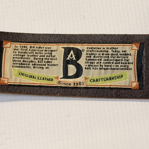 Bill Adler Genuine Leather Belt Mens 36 Brown Silver Buckle Casual Style 12516 - Picture 4 of 11